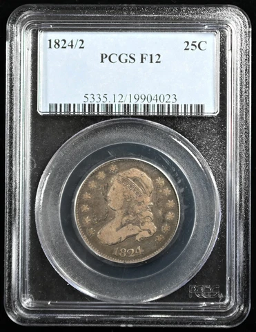 1824/2 CAPPED BUST QUARTER PCGS F12 Cover