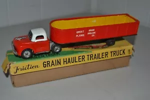 Vintage Ichimura Tin Toy Friction Grain Hauler Trailer Truck w/Box Japan (RARE) - Picture 1 of 12