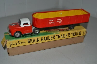 Vintage Ichimura Tin Toy Friction Grain Hauler Trailer Truck w/Box Japan (RARE) - Image 1 of 4