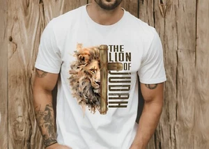 Christian Lion Of Judah T-shirt, Unisex Heavy Cotton Tee, Religious Tee, - Picture 1 of 7