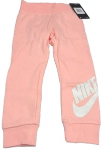Nike Futura Fleece Jogger Pants Girls 4T Bleached Coral Cotton Elastic Waist NWT - Picture 1 of 6