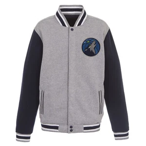 NBA Minnesota Timberwolves Reversible Full Snap Fleece Jacket 2 Front Logos JHD - Picture 1 of 5