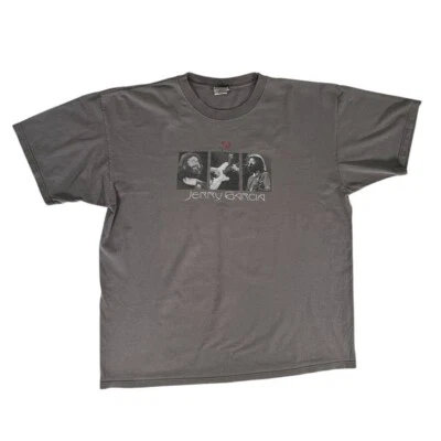 Винтажная футболка JERRY GARCIA ЖИДКИЙ СИНИЙ ярлык серый мужской размер XXL Grateful Dead Rock - Изображение 1 из 4
