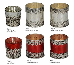 Soporte para velas de té de luz de viento oriental con decoración metálica, 6x7cm u 8x9cm, selección - Imagen 1 de 7