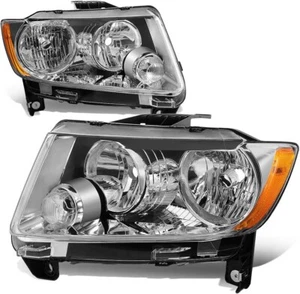 FOR 2011-2013 Jeep Grand Cherokee Halogen Chrome Housing Headlights Headlamps - Picture 1 of 7