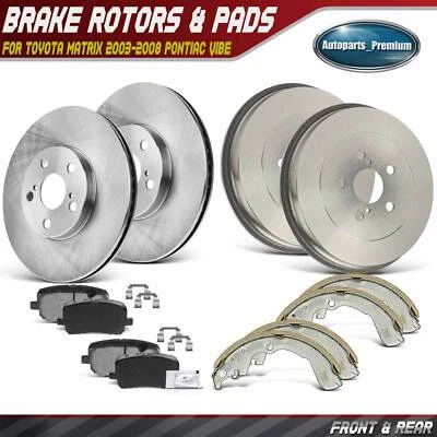 Rotores de freno de disco delanteros pastillas y tambores de freno traseros zapatas para Toyota Matrix Pontiac Foto 1 de 4