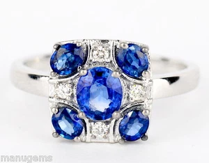 CERTIFIED GIA GG 18KT 1.69CT SRI LANKA BLUE SAPPHIRE DIAMOND RING, STAMPED ! - Picture 1 of 1