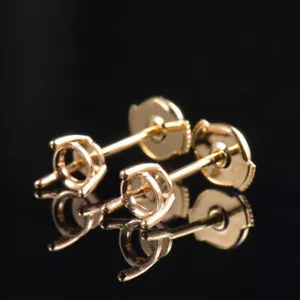 Pendientes con respaldo La Pousette semi montaje redondo 6,0 mm oro amarillo sólido 14K - Imagen 1 de 12