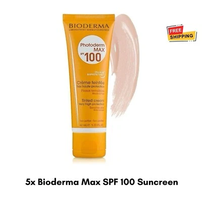 5x BIODERMA Photoderm Max SPF 100+ Suncreen Protection Tinted Sunblock 40ml - Image 1 of 4