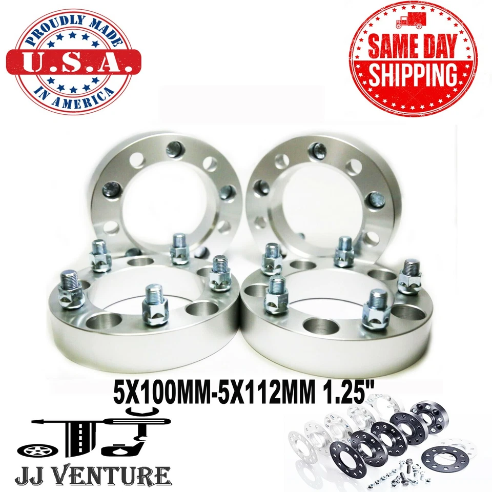 4 WHEEL SPACER ADAPTER 5X100 TO 5X112 1.25" CHEVY CHRYSLER DODGE LEXUS PONTIAC - Image 1 of 4