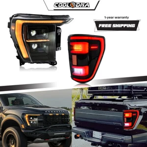 LED Projector Headlights ＆Smoke Tail Lights For Ford F-150 F150 2021-2023 W/ DRL - Picture 1 of 24