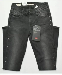 Levis Premium Mid Rise Super Skinny Studded Stretch  Jeans Size 24x30 $98 BIN C - Picture 1 of 3
