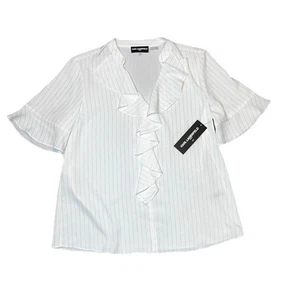 Karl Lagerfeld Suit Blouse Ruffle White Dressy NWT Ladies Medium - Picture 1 of 7