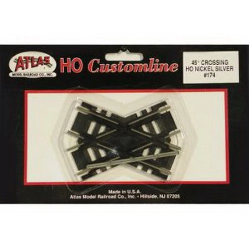 Atlas 0174 HO Custom-Line Code 100 Nickel Silver 45° Crossing Track - Image 1 of 1
