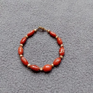 Pulsera Coral Rojo Natural Italiano Cuentas Pulsera Coral Piedras Preciosas Cuentas - Imagen 1 de 12