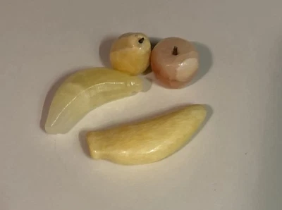 MCM Alabaster Stone Fruits Pear, 2 Bananas, and Apple Bunch Hand Carved - Image 1 of 4