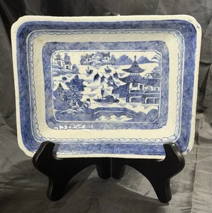 Antique Chinese Export Canton Blue & White Porcelain Vegetable Serving Dish RARE - Picture 1 of 16