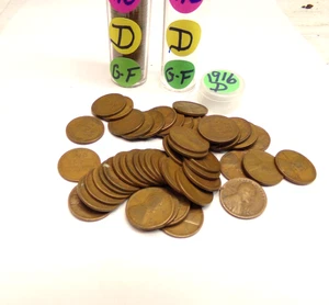 1916-D Lincoln Wheat Cent Lot of 1 Roll of 50 Coins Avg Circ G-F#1 - Bild 1 von 5