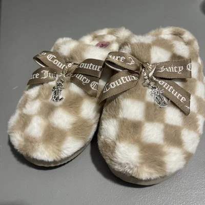 JUICY COUTURE Faux Fur Slippers Sandals Kendlie Womens SIZE SMALL 5-6 - Image 1 of 4