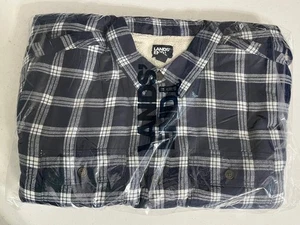 Chaqueta de Franela Lands End Talla XL Azul Marino Marfil Nueva Invierno - Imagen 1 de 4