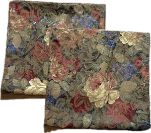 Atemberaubendes Paar Blumen Vorhänge Lange Paneele Vorhänge Vintage Grün Rot Blau 2 - Bild 1 von 6