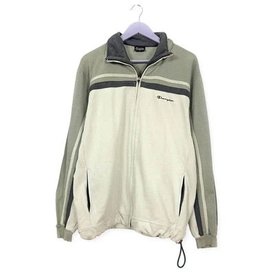 Sweat-Shirt Champion Vintage Blanc Et Gris Avec Zip 88% Coton Âge 2000 - Eu XL - Photo 1/4