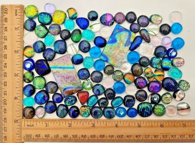 100 Plus Assorted Handcrafted Dichroic Glass Cabochons/Lot/Jewelry Making/COE 90 - Image 1 of 3