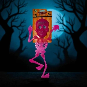 All Hallow's Eve Halloween ojos parpadeantes esqueleto 14" rosa intenso - Imagen 1 de 4