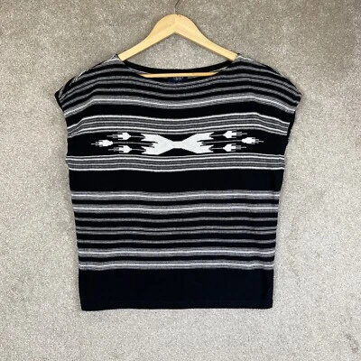 Suéter Chaps Mujer Grande Negro Blanco Rayas Mezcla de Lino Pullover Elástico-1765* Foto 1 de 4