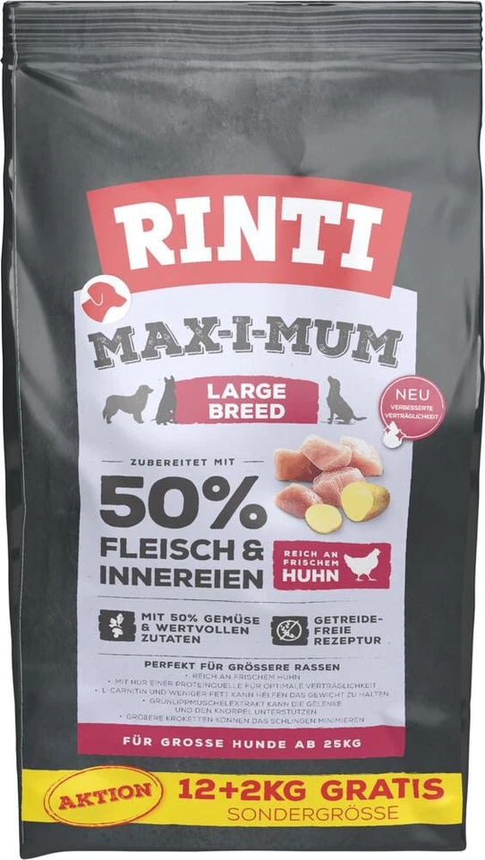 Rinti Max-i-Mum Huhn 2 x 12+2 kg - AKTION - getreidefreies Hundefutter - Bild 1 von 1