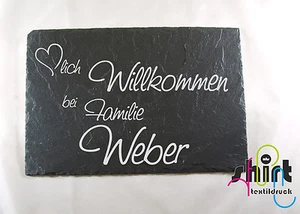 S 47 - Schiefertafel Herzlich Willkommen Schiefer Türschild Haustürschild - Bild 1 von 2