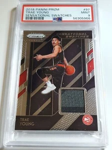 2018 Prizm Trae Young Rookie #PATCH Game Worn 2 Color Jersey - PSA 9 (LOW POP) - Picture 1 of 3