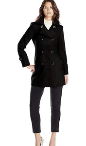 Anne Klein Damen klassischer zweireihiger Wollmantel Erbsen schwarz groß süß NEU - Bild 1 von 4