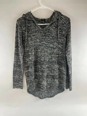 rue21 Hooded Sweatshirt Women's Size Medium Black & White Long Sleeve Stretch - Image 1 of 4