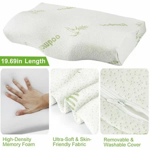 Bamboo Memory Foam Sleep Pillow Bed Contour Cervical Orthopedic Neck Support - Picture 1 of 10