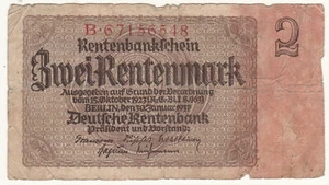 Nazi Germany 2 Rentenmark 1937 Banknotes Circulated B-67156548 - Picture 1 of 2