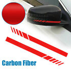 2x Car Rearview Mirror Cover Sticker Red Carbon Fiber Stripe Decals Accessories