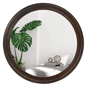 Round Wall Mirrors 24 Inch,Wood Rustic Decorative 24 inch Rustic Brown - Picture 1 of 8