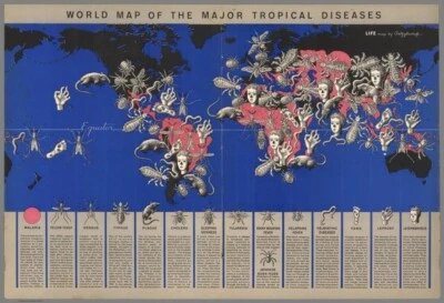 World Map of the Major Tropical Diseases by Boris Artzybasheff 1922 Surrealist - Image 1 of 2