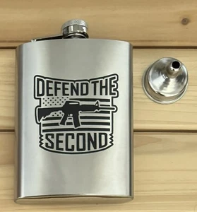 Defend the Second Engraved 8 oz. Flask, Brand New - Imagen 1 de 1