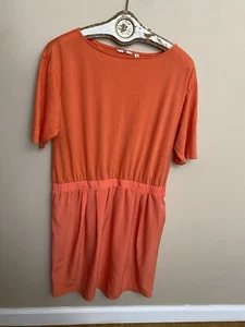 Uniqlo Orange Shift Dress Large Short Sleeve Cotton Modal Casual - Picture 1 of 7