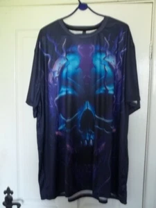 BLAUES T-SHIRT MIT TOTENKOPF 2XL - Bild 1 von 2