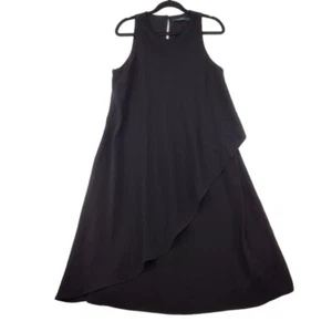 Lauren Ralph Lauren Damen 12 schwarz ärmellos drapiert knielang bis Midikleid - Bild 1 von 9