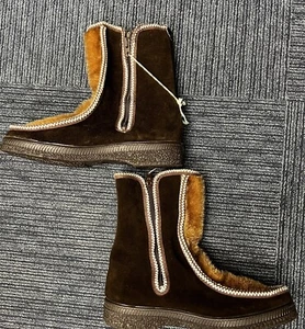 Fascinators Ski Lounger Vintage Fur Winter Boot Size 9 US 40 EU Made In Italy - Picture 1 of 9