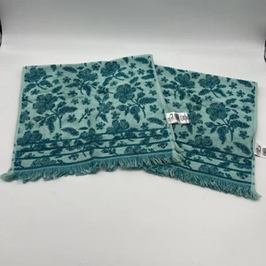 NWT The Pioneer Woman Evie 2 Cotton Hand Towel Set Teal Floral - Picture 1 of 8