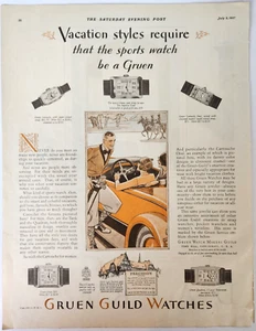 Gruen Guild Precision Watch Co Cartouche Quadron Vintage 1927 Ad Magazine Print - Picture 1 of 7