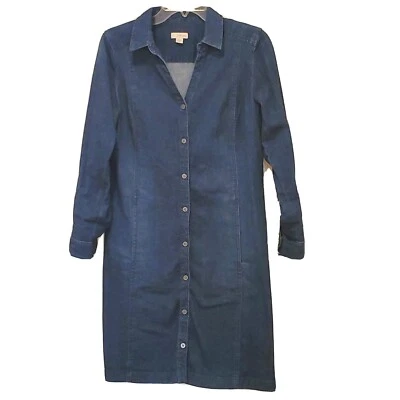 Vestido vaquero J. Jill para mujer talla pequeña azul abotonado mangas largas en muy buen estado  Foto 1 de 4