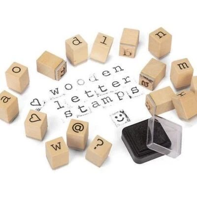 TOBAR Buchstaben Holzstempel mit Stempelkissen im 31er Set