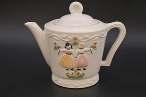 Vintage Porcelier Vitreous China Teapot With Dutch Girl Decorate Teapot USA - Picture 1 of 12