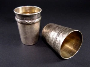 Konvolut 2 Stk. VINTAGE VERSILBERTE SCHNAPSBECHER, TOP DEKOR!!! - Bild 1 von 7